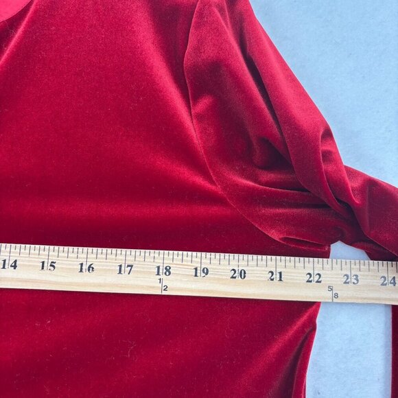 Soft Surroundings Esmarelda Velvet Blouse Top Size M Red Long Sleeve Stretch - Picture 10 of 12